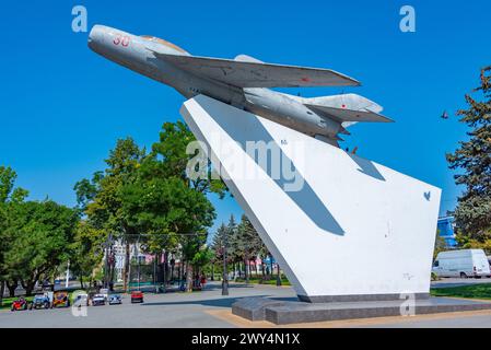 MIG-19-Denkmal in Tiraspol, Moldau Stockfoto