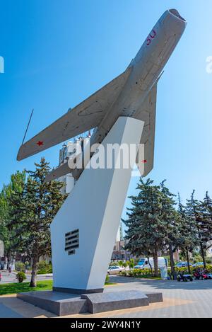 MIG-19-Denkmal in Tiraspol, Moldau Stockfoto