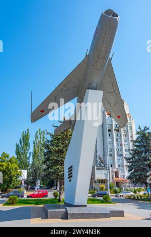 MIG-19-Denkmal in Tiraspol, Moldau Stockfoto