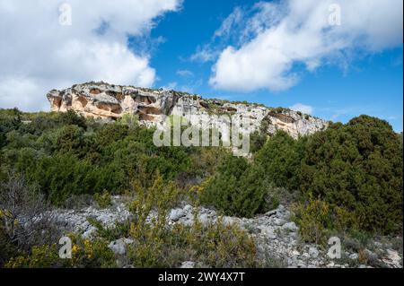 Blick auf Sierra de Guara, Pyrenäen, Huesca, Aragon, Spanien. Stockfoto