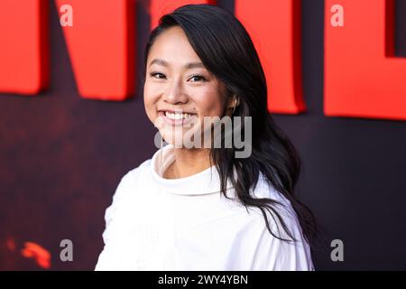 Hollywood, Usa. April 2024. HOLLYWOOD, LOS ANGELES, KALIFORNIEN, USA - 3. APRIL: Stephanie Hsu kommt zur Los Angeles Premiere von Universal Pictures 'Monkey man', die am 3. April 2024 im TCL Chinese Theatre IMAX in Hollywood, Los Angeles, Kalifornien, USA stattfindet. (Foto: Xavier Collin/Image Press Agency) Credit: Image Press Agency/Alamy Live News Stockfoto