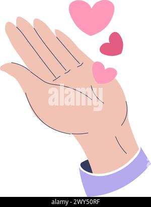 Hand mit Herz, Gruß mit Valentinstag Urlaub Stock Vektor