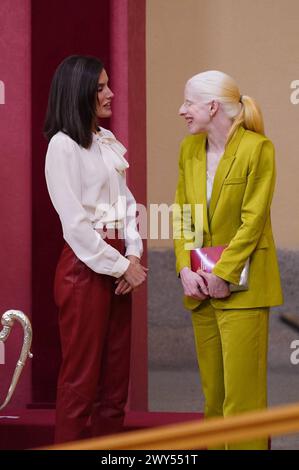 Madrid, Spanien. April 2024. Spanische Königin Letizia mit Susana Rodriguez während der nationalen Sportpreise in Madrid am Donnerstag, 4. April 2024. Quelle: CORDON PRESS/Alamy Live News Stockfoto