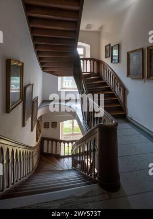 Krefeld, Museum Burg Linn, Jagdschloss, Treppenhaus Stockfoto