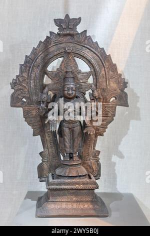 Vasudeva, 9. Jahrhundert, Bronze, Sri Pratap Singh Museum, Srinagar, Kaschmir, Indien Stockfoto