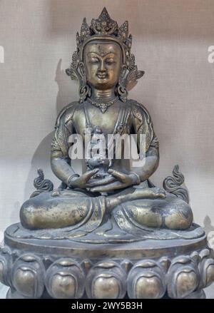 Amitabha, 9. Jahrhundert, Bronze, Sri Pratap Singh Museum, Srinagar, Kaschmir, Indien Stockfoto