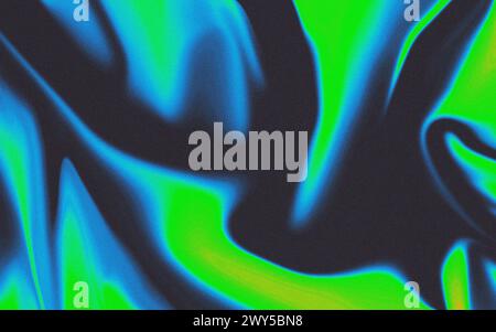 Abstrakte Retro-Grunge-Textur. Y2K-Gradientenhintergrund für Körnensäure. Futuristischer Hintergrund mit Filmstaubtextur und schwarzem, grünem und blauem Farbverlauf Stockfoto