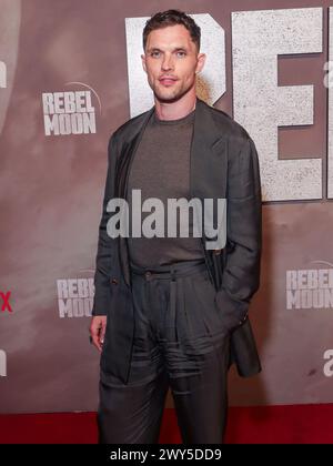 New York City, Usa. April 2024. QUEENS, NEW YORK CITY, NEW YORK, USA - APRIL 03: Ed Skrein kommt am 3. APRIL 2024 im Knockdown Center in Queens, New York City, New York City, USA an. (Foto von Christian Lora/Image Press Agency) Credit: Image Press Agency/Alamy Live News Stockfoto