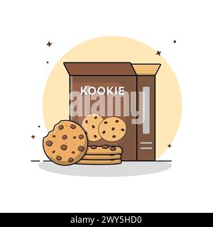 Vektorillustration für Cookies und Papierpakete. Konzeptdesign für Snacks und Lebensmittel Stock Vektor