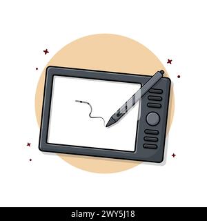 Grafik-Tablet und Stiftvektor-Illustration. Design von Gadgets und Geräten Stock Vektor