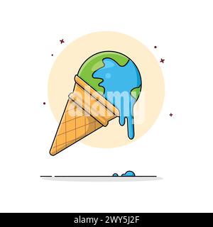 Schmelzkugel Kegel Eis Vektor Illustration. Konzeptentwurf Für Food Object Stock Vektor