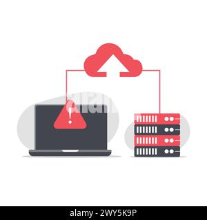 Abbildung des Fehlervektors für die Datenübertragung zum Server. Serverfehler Konzeptdesign Isoliert. Flache Ausführung Stock Vektor