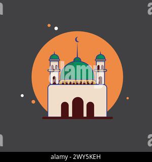 Islamische Moschee Modernes Gebäude Vektor-Illustration. Muslimisches Gebetsgebäude Flat Vector Design Konzept Stock Vektor