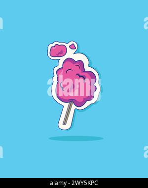 Rosa Süße Baumwolle Süßigkeiten Vektor Illustration isoliertes Design mit flacher Karikatur-Art Stock Vektor