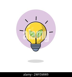 Pflanze wächst in einer Glühbirne Vektor-Illustration. Ökologisches Konzept Stock Vektor