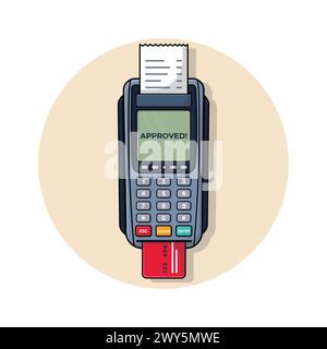 Zahlungsterminal mit eingelegter Karte Vektor-Illustration Stock Vektor