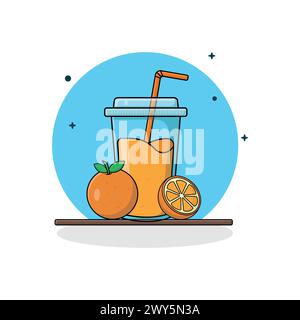 Abbildung Des Orangensafts. Frisches Fruchtsaftkonzept Stock Vektor