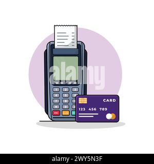 Point of Sale-Maschine mit Quittung und Master Card-Vektor-Illustration Stock Vektor