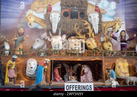 Indien, Goa, Velha Goa (altes Goa), Basílica do Bom Jesus, Weihnachtskrippe Stockfoto
