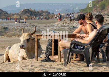 Indien, Goa, Anjuna, Ozran Beach (Little Vagator Beach), Stockfoto