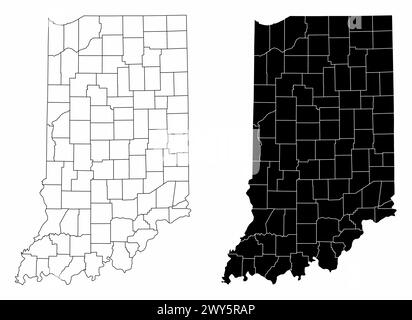 Die Verwaltungskarten des Bundesstaates Indiana, USA Stock Vektor