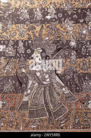 Traditionelles bemaltes Textil, National Crafts Museum, Neu-Delhi, Indien Stockfoto