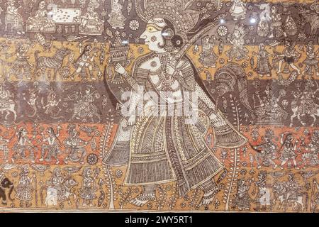 Traditionelles bemaltes Textil, National Crafts Museum, Neu-Delhi, Indien Stockfoto