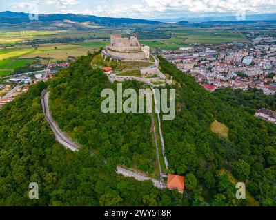 Die Festung Deva und die umliegende Landschaft in Rumänien Stockfoto