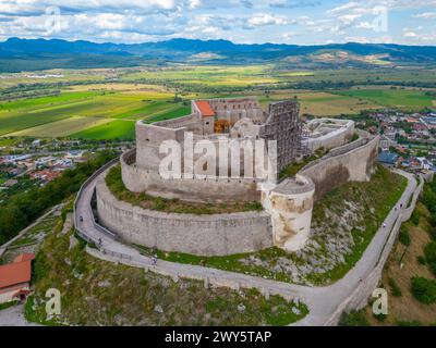 Die Festung Deva und die umliegende Landschaft in Rumänien Stockfoto