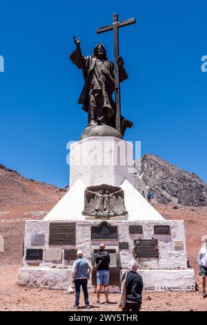 Christus der Erlöser der Andenstatue, Provinz Mendoza, Argentinien. Stockfoto