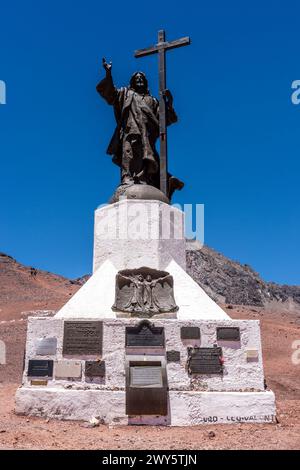 Christus der Erlöser der Andenstatue, Provinz Mendoza, Argentinien. Stockfoto