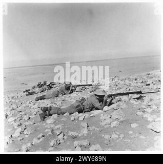 DIE POLNISCHE ARMEE BEI DER BELAGERUNG VON TOBRUK, 1941 - Truppen der Polnischen unabhängigen Karpaten-Brigade in Schussstellung. , Polnische Armee, polnische Streitkräfte im Westen, unabhängige Karpaten-Gewehre-Brigade, Ratten von Tobruk Stockfoto