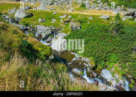 Cascada Balea wird während des sonnigen Tages in Rumänien gesehen Stockfoto