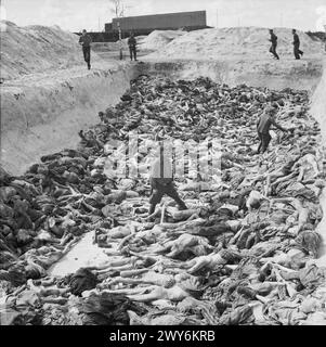 Dr. Fritz Klein, Lagerarzt, steht in einem Massengrab in Bergen-Belsen. Klein war Mitglied der NSDAP, trat 1943 der SS bei und hatte zuvor in Auschwitz-Birkenau und Neungamme gedient. Er wurde wegen Kriegsverbrechen verurteilt und im Dezember 1945 hingerichtet. Stockfoto