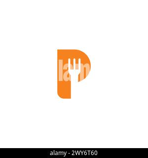 P Fork Logo. Buchstabe P Symbol Vektor Stock Vektor