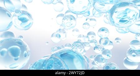 Schwimmende Blasen, die in der Luft driften 3D-Darstellung Stockfoto