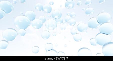 Schwimmende Luftblasen in der Luft 3D-Darstellung Stockfoto