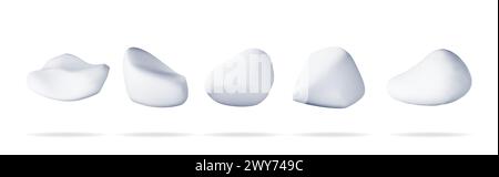 3D-Set Steinstein isoliert auf weiß Stock Vektor