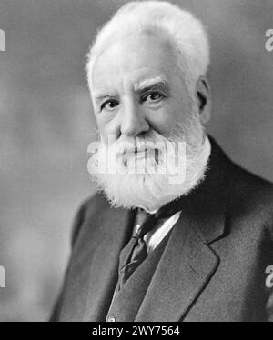 ALEXANDER GRAHAM BELL (1847–1922) kanadisch-amerikanischer Erfinder des ersten praktischen Telefons, um 1917 Stockfoto