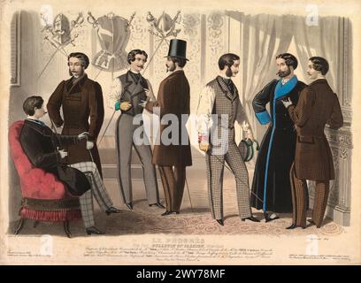 Le Progrès, für das Bulletin of Fashion, New York - Anonym, Französisch des 19. Jahrhunderts Februar 1859 - aus Modes de Paris Stockfoto