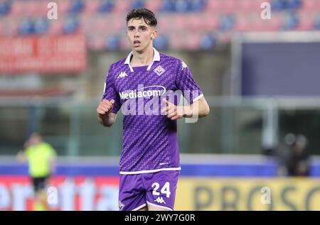 Bologna, Italien. April 2024. Fiorentina's Riccardo Braschi während des Finales der italienischen Fußballmeisterschaft Primavera Tim Cup 2023/2024 zwischen Fiorentina Primavera und Torino Primavera im Stadion Renato Dall'Ara, Bologna, Norditalien, Donnerstag, 01. April, 2024. Sport - Fußball - (Foto Michele Nucci Credit: LaPresse/Alamy Live News Stockfoto