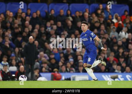 4. April 2024; Stamford Bridge, Chelsea, London, England: Premier League Football, Chelsea gegen Manchester United; Enzo Fernandez aus Chelsea Stockfoto