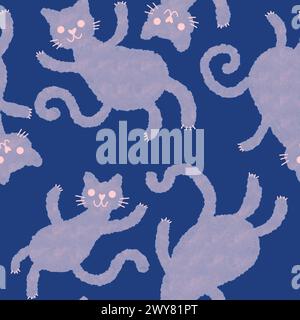 Halloween Tiere nahtlose Aquarellmalerei Katzenmuster zum Einpacken von Papier und Stoffen und Kinderkleidung Druck und Accessoires und Herbst Textilien und Stockfoto