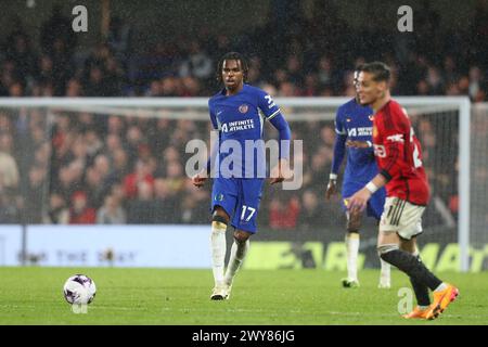 4. April 2024; Stamford Bridge, Chelsea, London, England: Premier League Football, Chelsea gegen Manchester United; Carney Chukwuemeka aus Chelsea Stockfoto