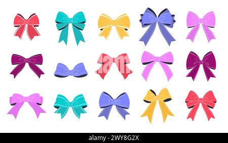 Festliche bowknot-Kollektion. Isolierte Vektordarstellungen. Stock Vektor
