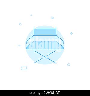 Vektorsymbol des Director Stuhls. Flache Abbildung. Linienart ausgefüllt. Blaues Monochrom-Design. Bearbeitbare Kontur. Linienstärke anpassen. Stock Vektor