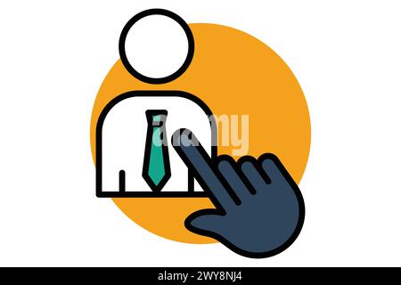 Symbol „Zuweisen“. Berühren Sie Menschen mit der Hand. Symbol für Aktionsplan, Geschäft. Symbolstil für flache Linien. Abbildung des Geschäftselements Stock Vektor