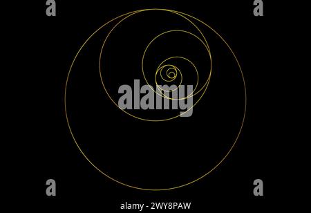 Im Design verwendetes Verhältnis, Kombination von Kreisen im goldenen Verhältnis, Vektorillustration Stock Vektor