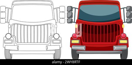 Vektorillustration eines Jeeps in Farbe und Kontur Stock Vektor