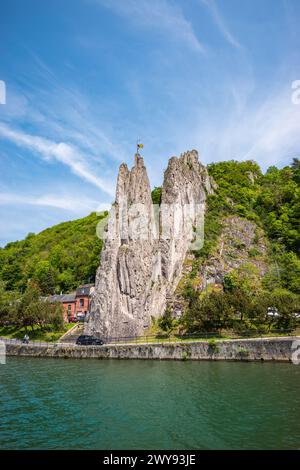 Bayard Rock entlang der Maas, Dinant, Belgien. Stockfoto